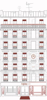 Dessin de la façade de l'hôtel